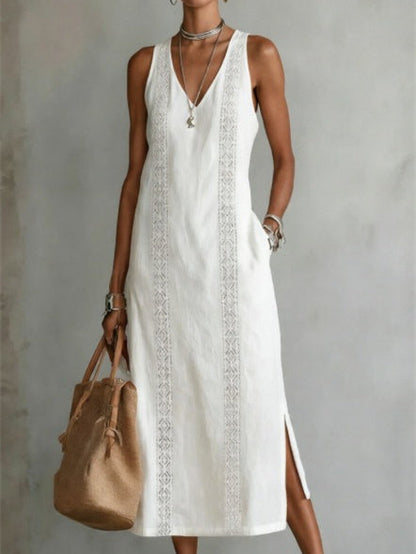 Lace Solid Color Midi Dress