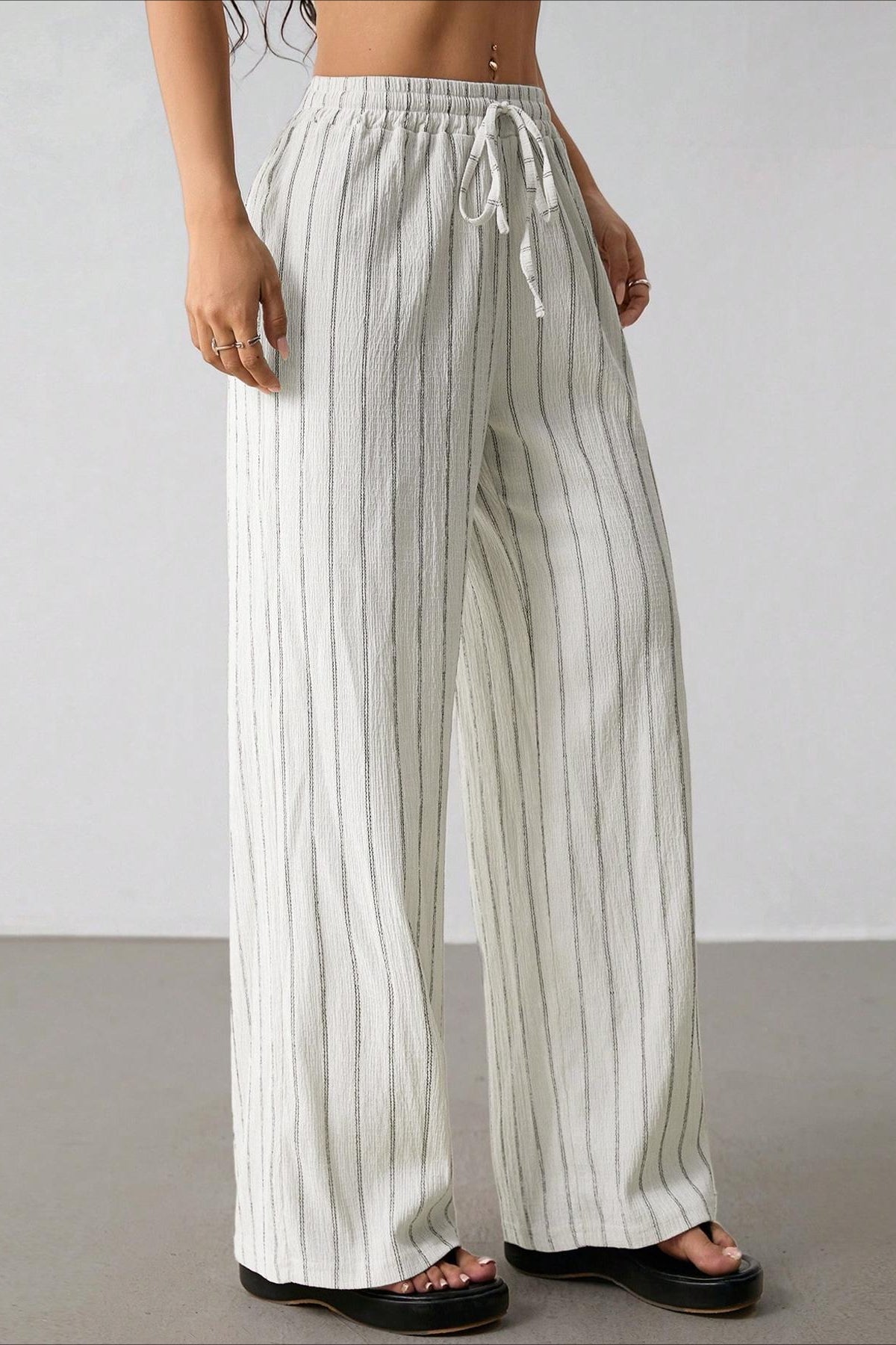 Striped Colorblock Wide Leg Pants