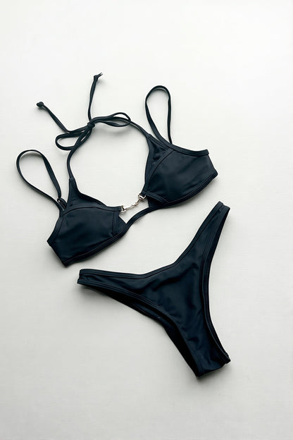 Solid Nylon Triangle Bikini Set