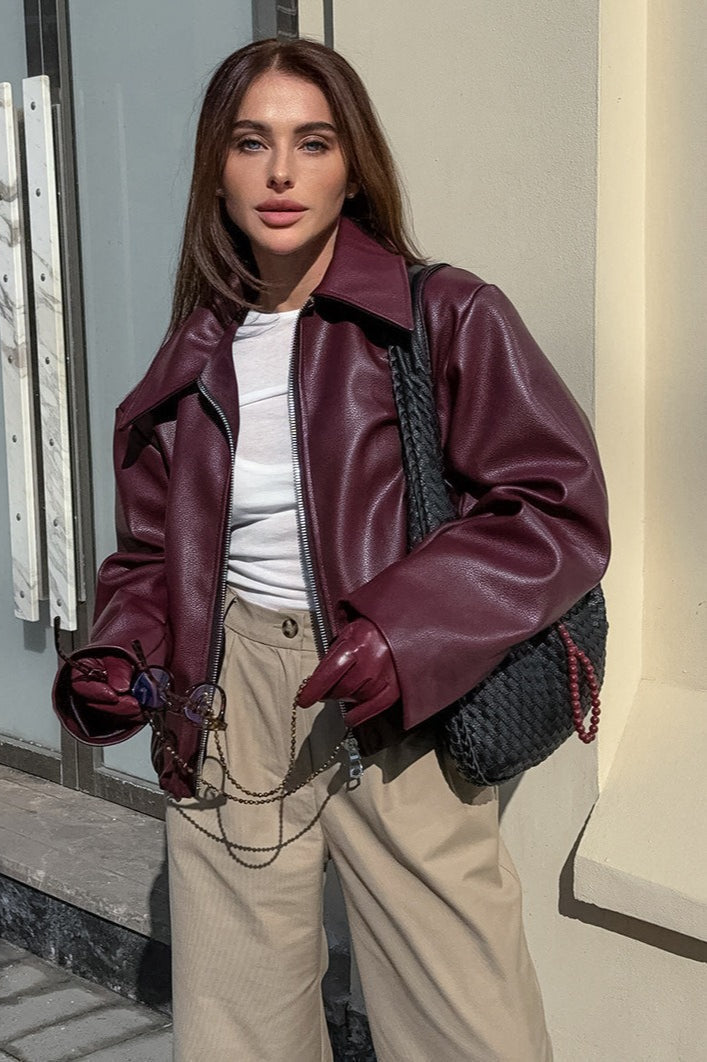Stylish Matte PU Moto Jacket