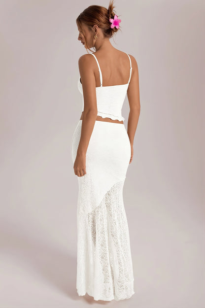 Baroque Lace Mermaid A Line Maxi Two Piece Set
