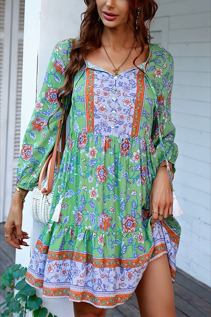 Loose Floral Mini Vacation Boho Dress