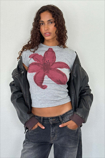 Flower Print Short Sleeve T-shirt