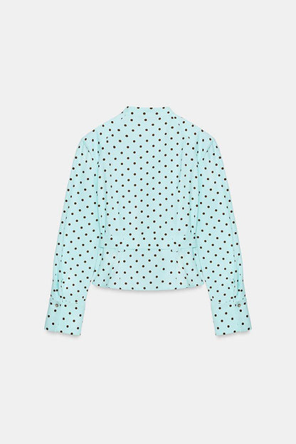 Trisha Linen Blend Polka Dot Stand Neck Belted Jacket and Low-Rise Pocket Mini Shorts Set