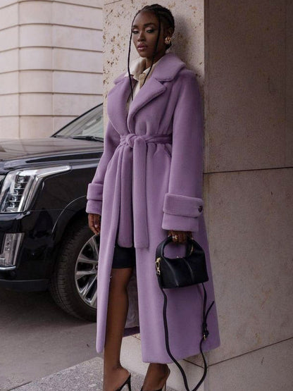 Faux Fur Coats Notched Lapel Oversized Winter Long Coat For Women 2026