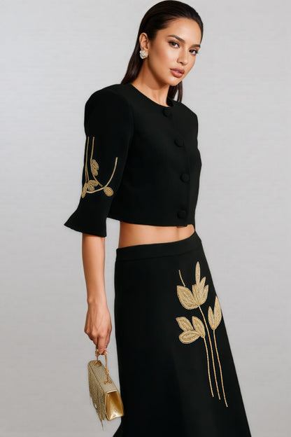 Robin Black Jacket and Skirt Set