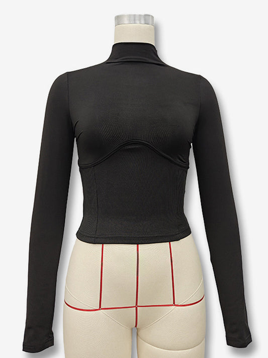 Crop Tops For Women Long Sleeves High Collar Slim Fit T-shirt For Women 2026