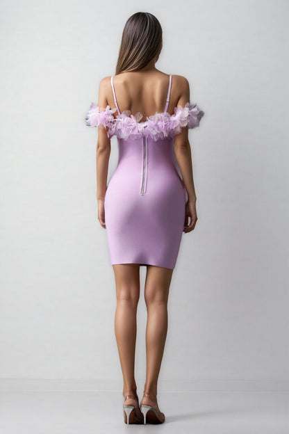 Yoril Sleeveless Flowers Bandage Mini Dress