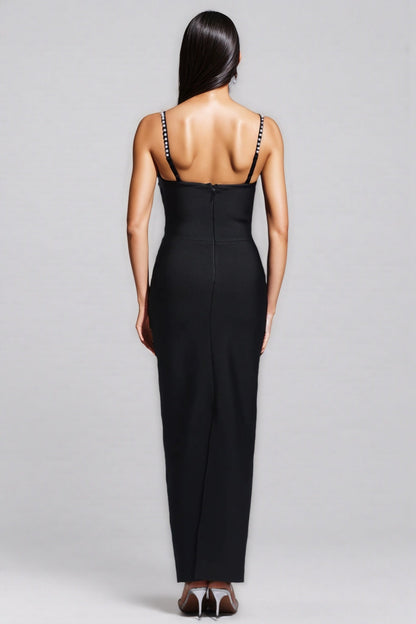 Selenty Sleeveless Diamond Bandage Maxi Dress