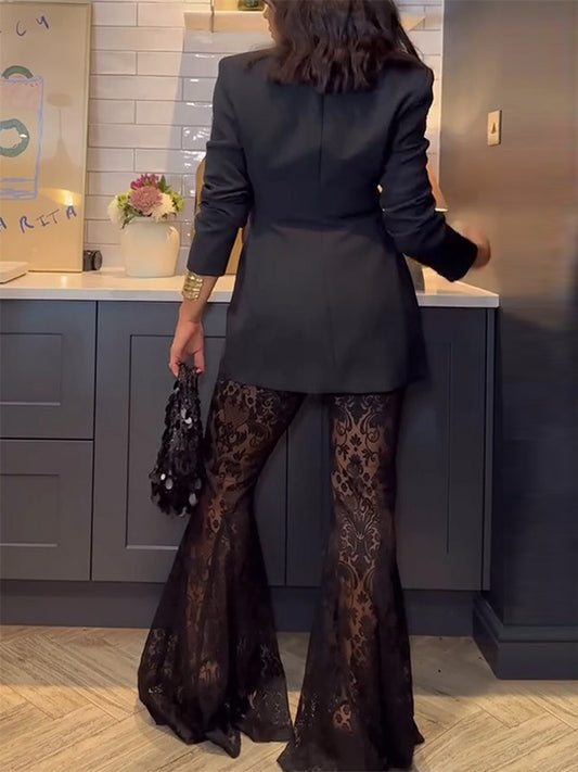 Two Piece Co-ord Set For Women Black And Lace Pants Spring Outfit 2026