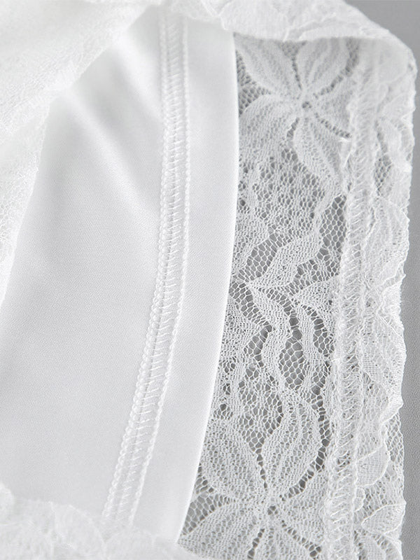 Two Piece Sets White Chic Daily Casual Lace Straps Neck Sleeveless Pant Set