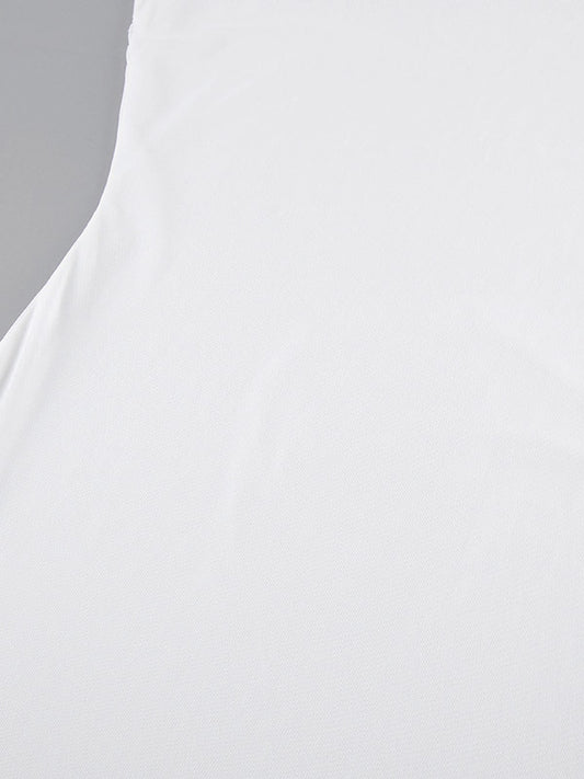 Daily Dresses Woman's Maxi White Long Sleeves Jewel Neck Natural Waist Dress