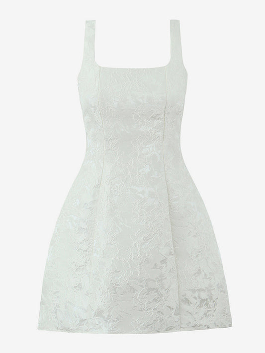 Date Night Dresses Shaping Bows Sleeveless Square Neck Chic White Dress