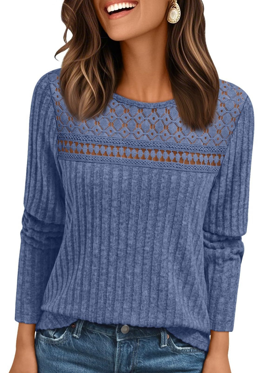 Pit Strip Loose Hollow Lace Stitching T-shirts
