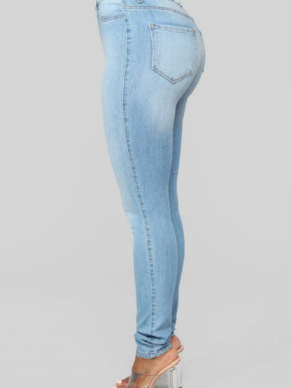 Washed Stretch Slimming Pencil Pants Jeans