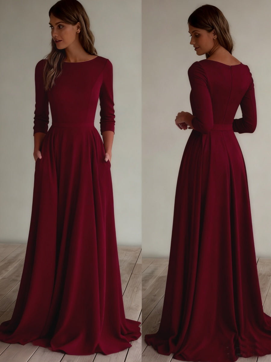 Simplicity Long Sleeve Parties Maxi Dresses