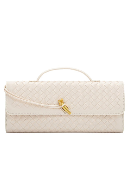 Woven Soft Leather Horizontal Square Accordion Bag