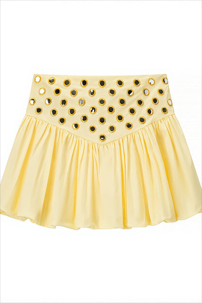 Sexy Metal Detail Ruffle Cami Skirt Sets