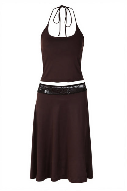 Lace Panel Cami Top Bodycon Skirt Sets