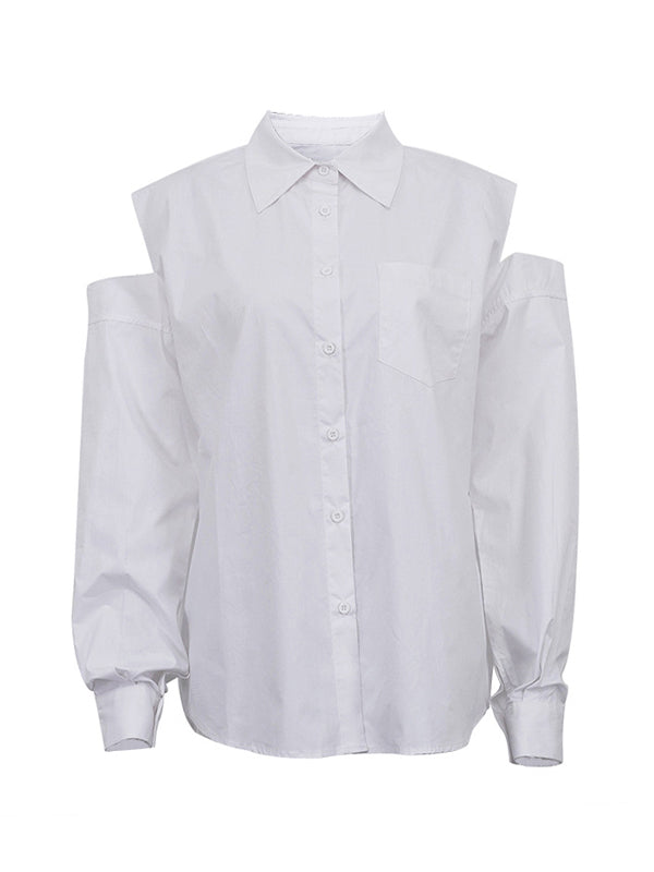 Off Shoulder Loose Long Sleeve Blouse