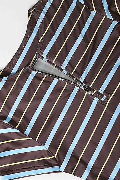 Striped Print Slim Pant Two Piece Set