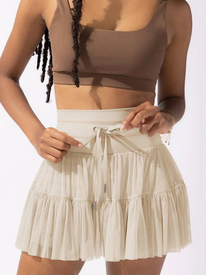 Culottes Sports Pocket Mesh High Waist Skirts