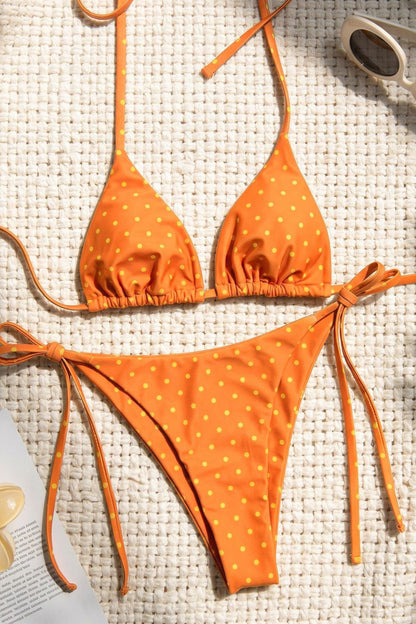 Vintage Polka Dot Tie Sexy Bikini Set