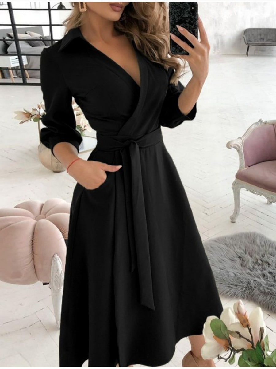 Lace Up Shirts Irregular Printed Maxi Dresses