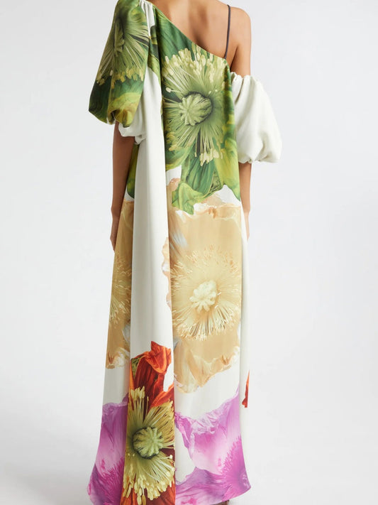 Off-shoulder Floral Print Maxi Dress For Vacation