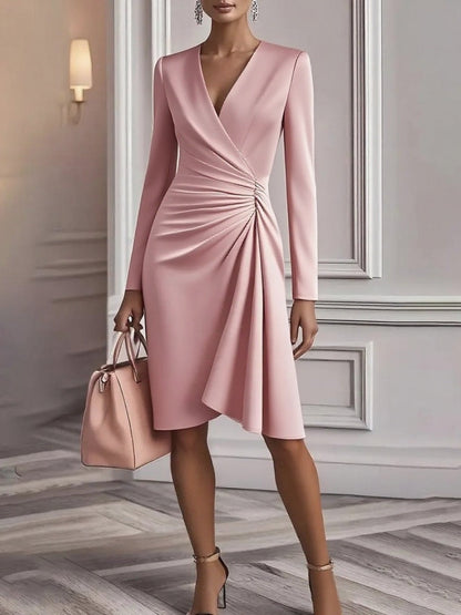 Long Sleeve Hip-hugging Crimp Maxi Dresses