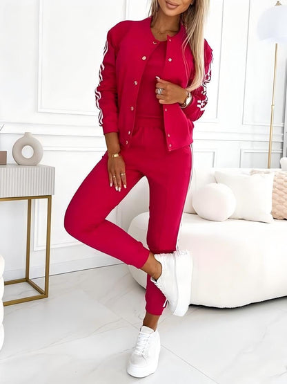 Slim Fit Vest Stylish Casual Jacket Sweatpants 3-piece Sets