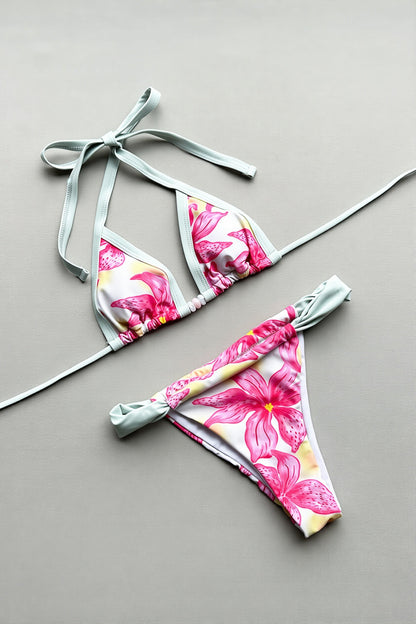 Printed Nylon Triangle Bikini Set