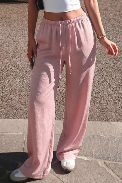 Light Pocket Drawstring Wide Leg Pants