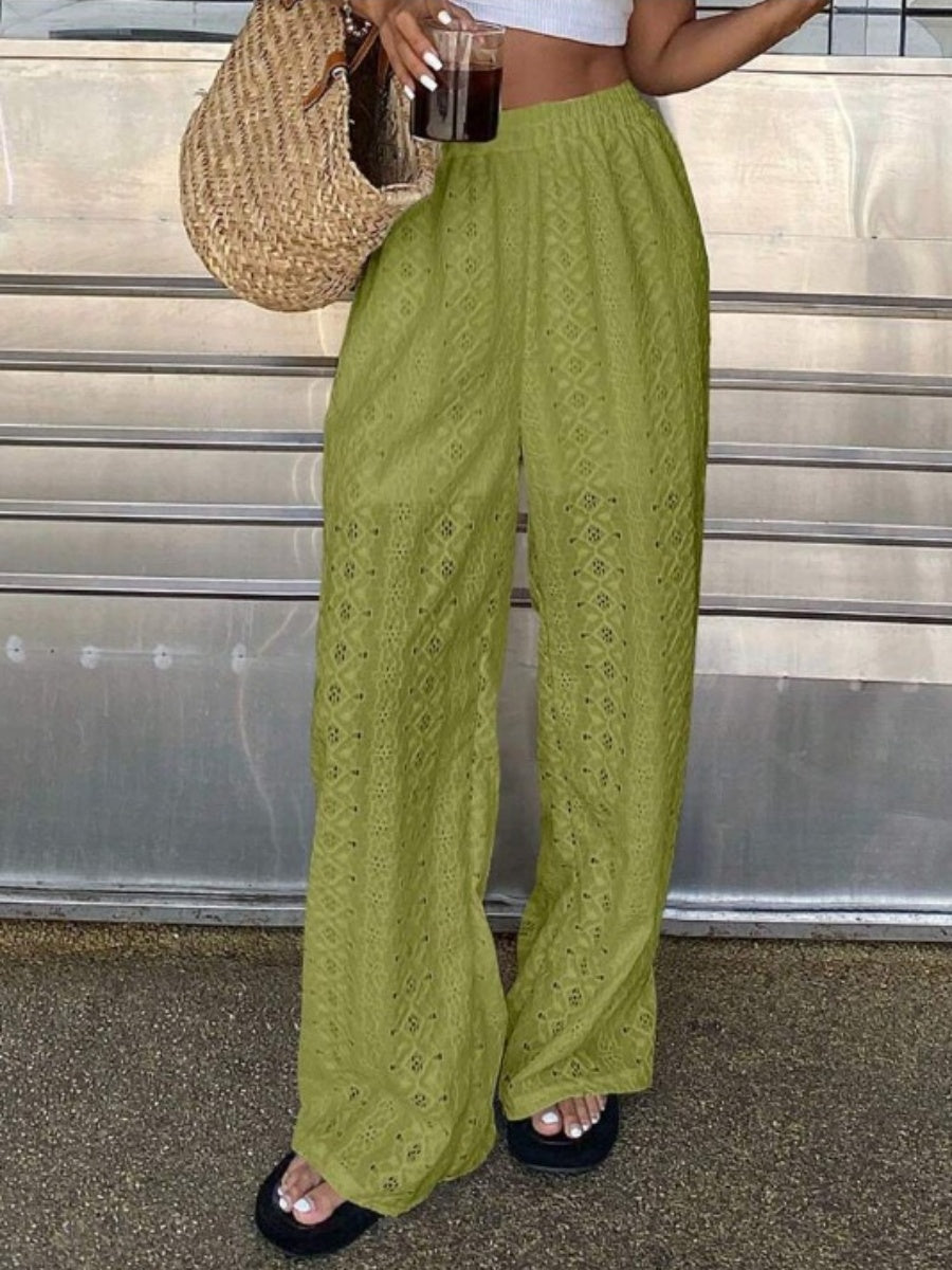 Lace High waist Straight Pants