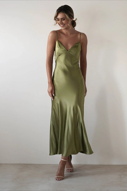 Satin Backless Tie Party Dress