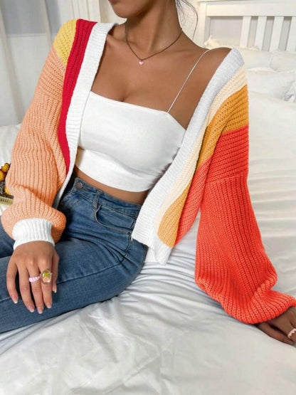 Color Color block matching Cardigans