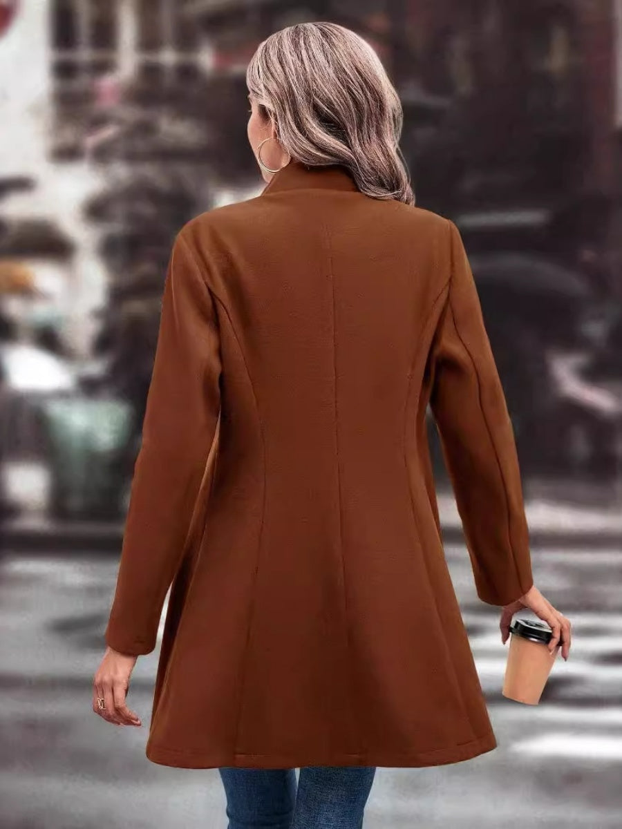 Lapel Slim Fit Woolen Cloth Draping Coats