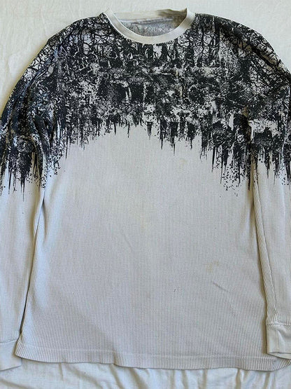Vintage Print Long Sleeves Knits
