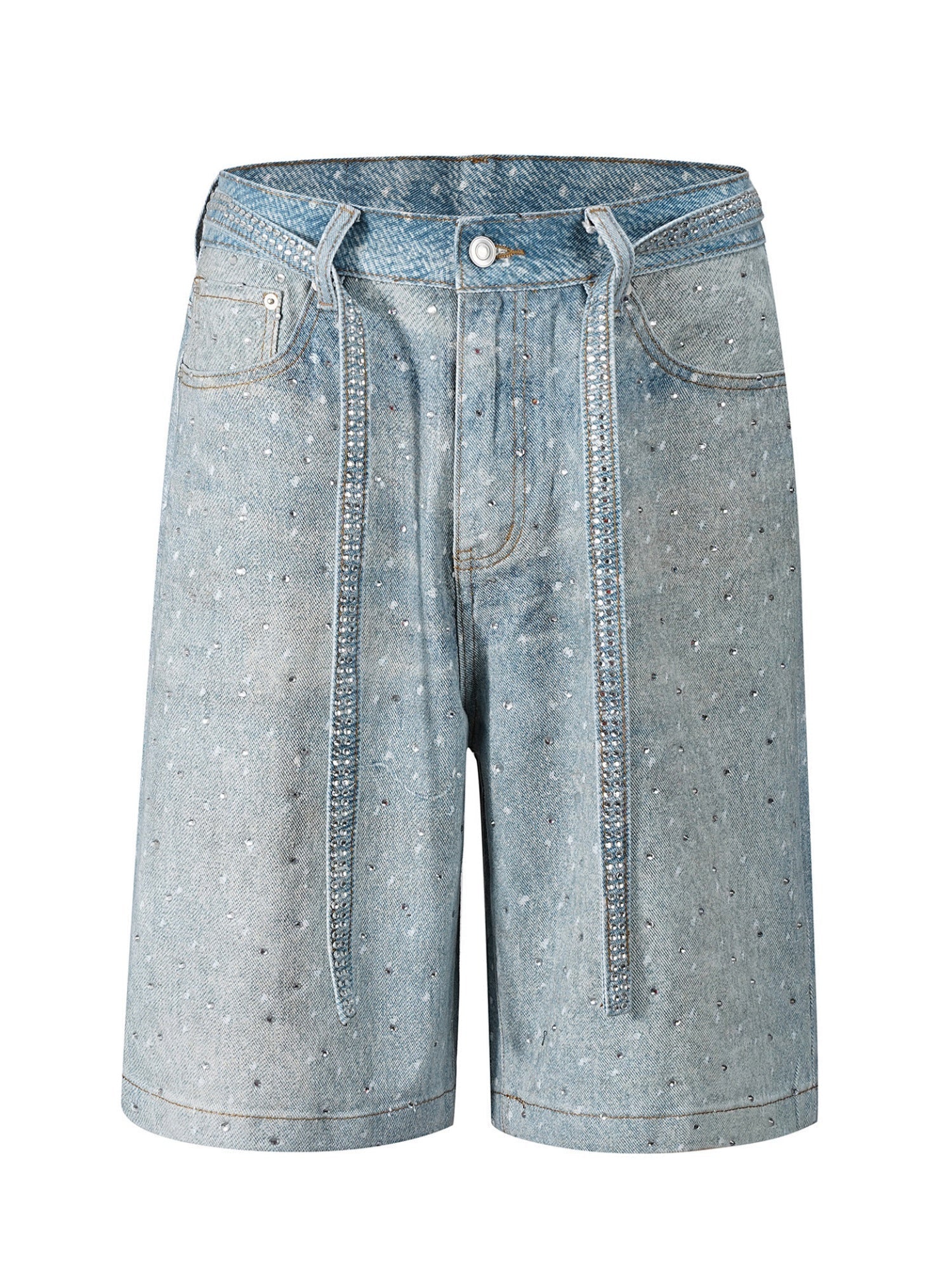 Y2K Diamond Includes Belt Loose-fitting Five-quarter Pants Jeans
