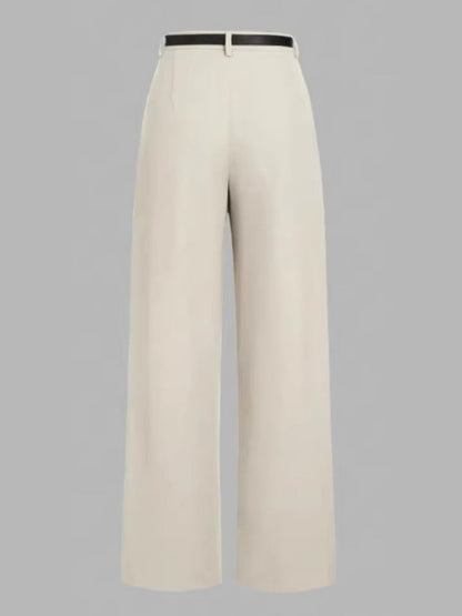 Elegant And Casual Wide-leg Straight Pants With Belt