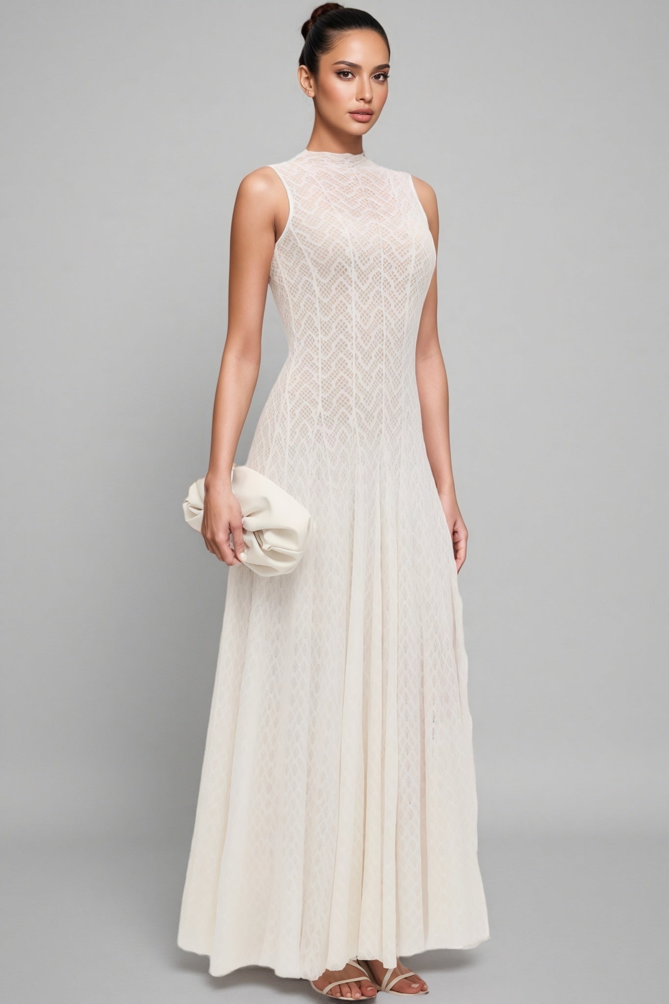 Lucas Solid Pointelle Sleeveless Maxi Dress