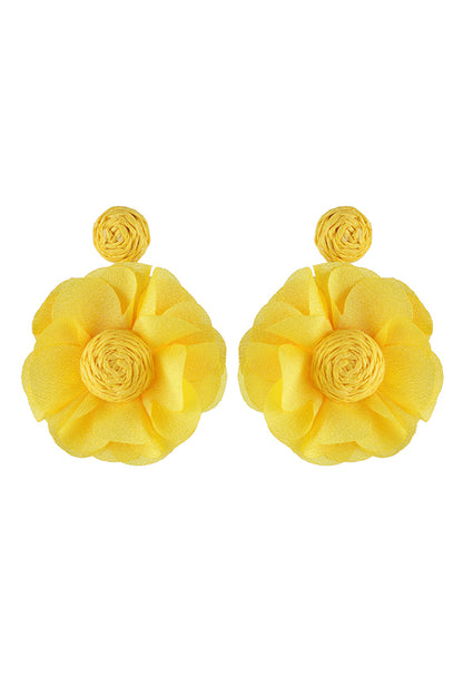 Bohemian Resort Style Fabric Flower Earrings
