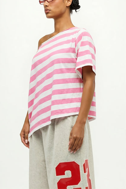 Casual Colorful Striped Loose T-Shirt