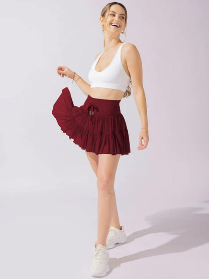 Culottes Sports Pocket Mesh High Waist Skirts