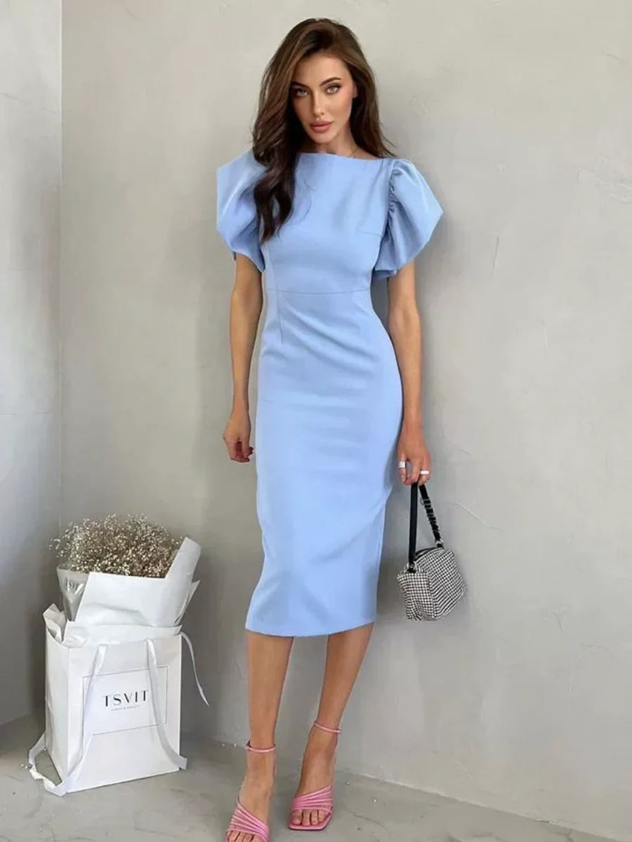 Slits Hip-hugging Commuting Midi Dresses