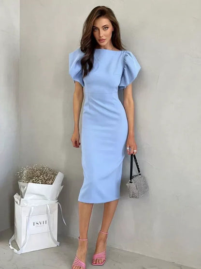 Slits Hip-hugging Commuting Midi Dresses