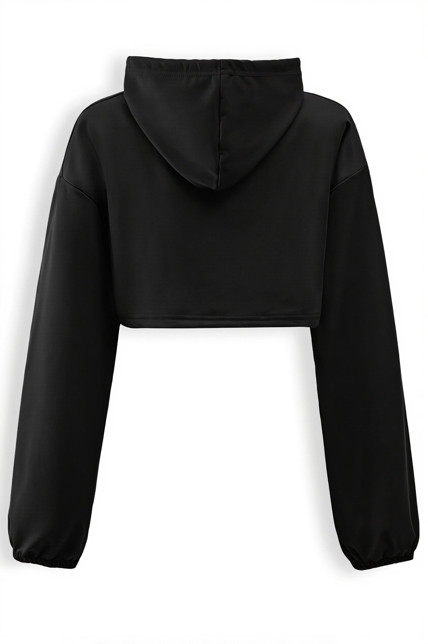 Solid Long Sleeve Slim Cropped Hoodie