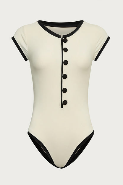 Sexy Color Block Cut Out One Piece Swimwear