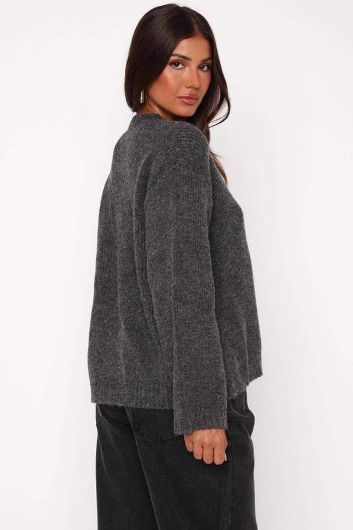 V-Neck Tie Front Knit Cardigan Sweater
