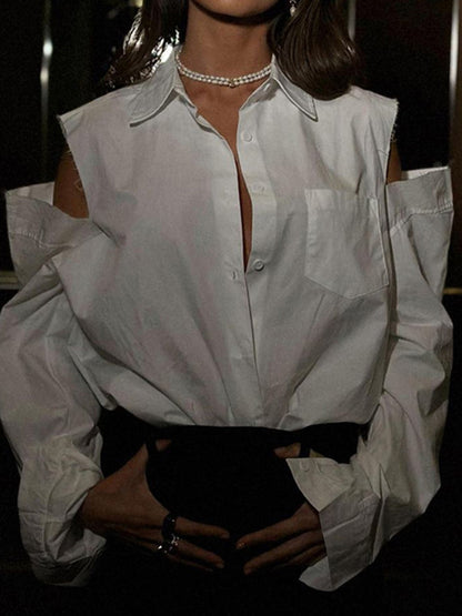 Off Shoulder Loose Long Sleeve Blouse